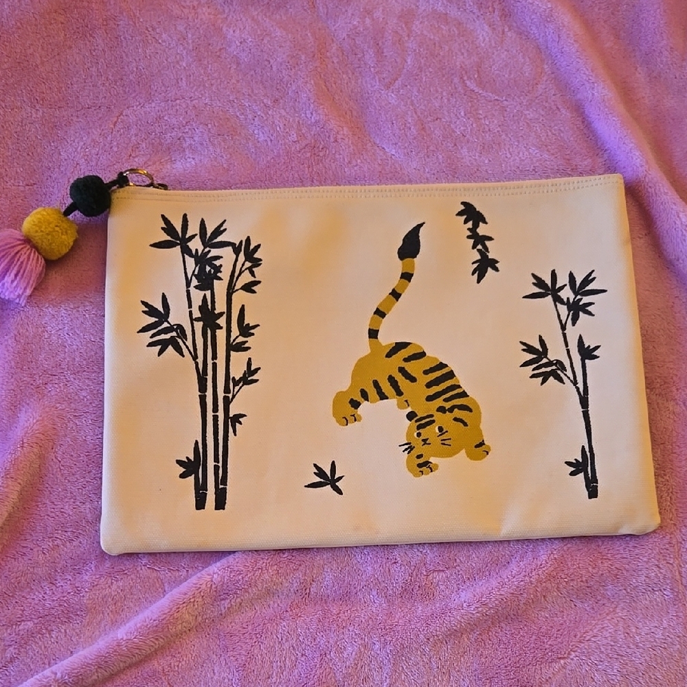Tiger Print Clutch with Tassel